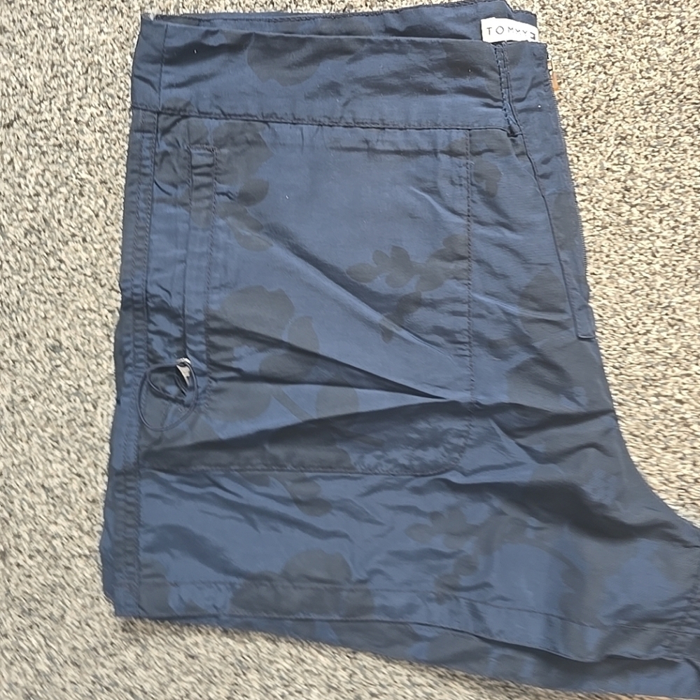 VTG Tommy Hilfiger Board Athletic Womens Shorts Navy W Black Floral Womens 14 - Picture 14 of 16